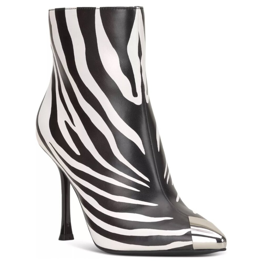 Rohese Pointed-Toe Booties in Zebra Smooth Size 6M NWT in BOX